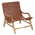 Kendari Armchair - Brown Leather with Teak Wood
