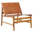 Kendari Chair - Brown Leather with Teak Wood - Backrest