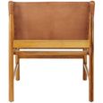 Kendari Chair - Brown Leather with Teak Wood - Backrest