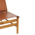 Kendari Chair - Brown Leather with Teak Wood - Backrest