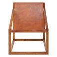 Kendari Chair - Brown Leather with Teak Wood - Cubic Frame