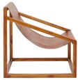 Kendari Chair - Brown Leather with Teak Wood - Cubic Frame