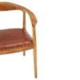 Kendari Armchair - Curved Back - Brown Leather with Teak Wood