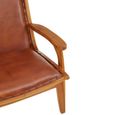Kendari Lounge Chair - Brown Leather with Teak Wood