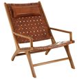 Kendari Armchair - Brown Woven Leather with Teak Wood