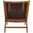 Kendari Armchair - Brown Woven Leather with Teak Wood