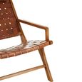 Kendari Armchair - Brown Woven Leather with Teak Wood