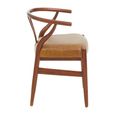 Kendari Lounge Chair - Curved - Camel Leather with Teak Wood