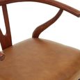 Kendari Lounge Chair - Curved - Camel Leather with Teak Wood
