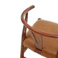 Kendari Lounge Chair - Curved - Camel Leather with Teak Wood