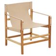 Kendari Lounge Chair - Cream Leather with Teak Wood