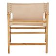 Kendari Lounge Chair - Cream Leather with Teak Wood