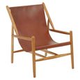Kendari Lounge Chair - Dark Brown Leather with Teak Wood