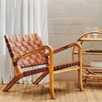 Kendari Lounge Chair - Dark Brown Leather with Teak Wood