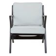 Kendari Armchair - Grey Leather with Teak Wood