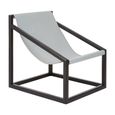 Kendari Chair - Grey Leather with Teak Wood - Cubic Frame