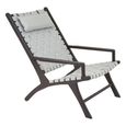 Kendari Armchair - Grey Woven Leather with Teak Wood