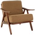 Kendari Armchair - Light Brown Fabric with Teak Wood
