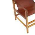 Kendari Lounge Chair - Vintage Brown Leather with Teak Wood - with Footrest