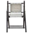 Kendari Armchair - White Strapped Leather with Teak Wood