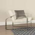 Kensington Townhouse Lounge Chair - Beige Leather with Silver Metal