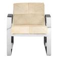 Kensington Townhouse Lounge Chair - Beige Leather with Silver Metal