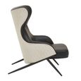 Kiev Armchair - Wing Back - Black Fabric and Beige Faux Leather