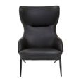 Kiev Armchair - Wing Back - Black Fabric and Beige Faux Leather