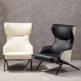 Kiev Armchair - Wing Back - Black Fabric and Beige Faux Leather