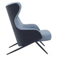Kiev Armchair - Wing Back - Grey Fabric and Black Faux Leather