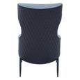 Kiev Armchair - Wing Back - Grey Fabric and Black Faux Leather