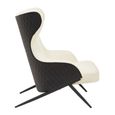 Kiev Armchair - Wing Back - Ivory Fabric and Black Faux Leather