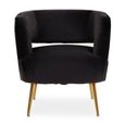 Larissa Accent Chair - Black Velvet Fabric with Gold Metal Legs
