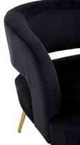 Larissa Accent Chair - Black Velvet Fabric with Gold Metal Legs