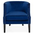 Larissa Accent Chair - Blue Velvet Fabric with Studded Detail