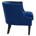 Larissa Accent Chair - Blue Velvet Fabric with Studded Detail