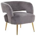 Larissa Accent Chair - Grey Velvet Fabric with Metal Legs