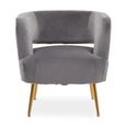Larissa Accent Chair - Grey Velvet Fabric with Metal Legs