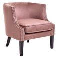 Larissa Accent Chair - Pink Velvet Fabric with Studded Detail