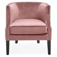Larissa Accent Chair - Pink Velvet Fabric with Studded Detail