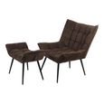 Chrishall Occasional Chair with Footstool - Brown