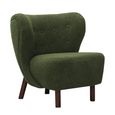 Lewis Occasional Chair - Green Boucle Fabric - Wing Back