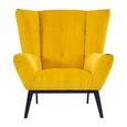 Maiko Armchair - Yellow Fabric with Black Metal Legs