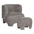 Nazare Lounge Chair with Footstool - Grey - Fabric