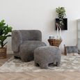 Nazare Lounge Chair with Footstool - Grey - Fabric