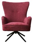 Salinas Berry Pink Chenille Fabric Swivel Armchair