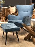 Salinas Ocean Blue Chenille Fabric Swivel Armchair