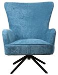Salinas Ocean Blue Chenille Fabric Swivel Armchair