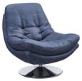 Vento Midnight Blue Fabric Swivel Chair and Footstool