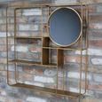 Clearance - Wall Shelf - Gold Metal - with Round Mirror - A502